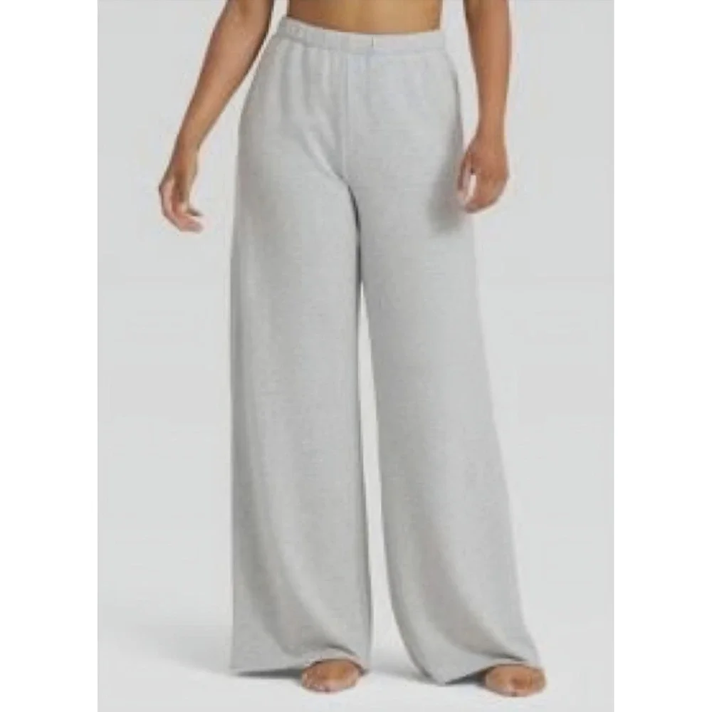 Wild Fable Women Heather Grey Wide Leg Sweatpants XL High Rise Fleece Drawstring